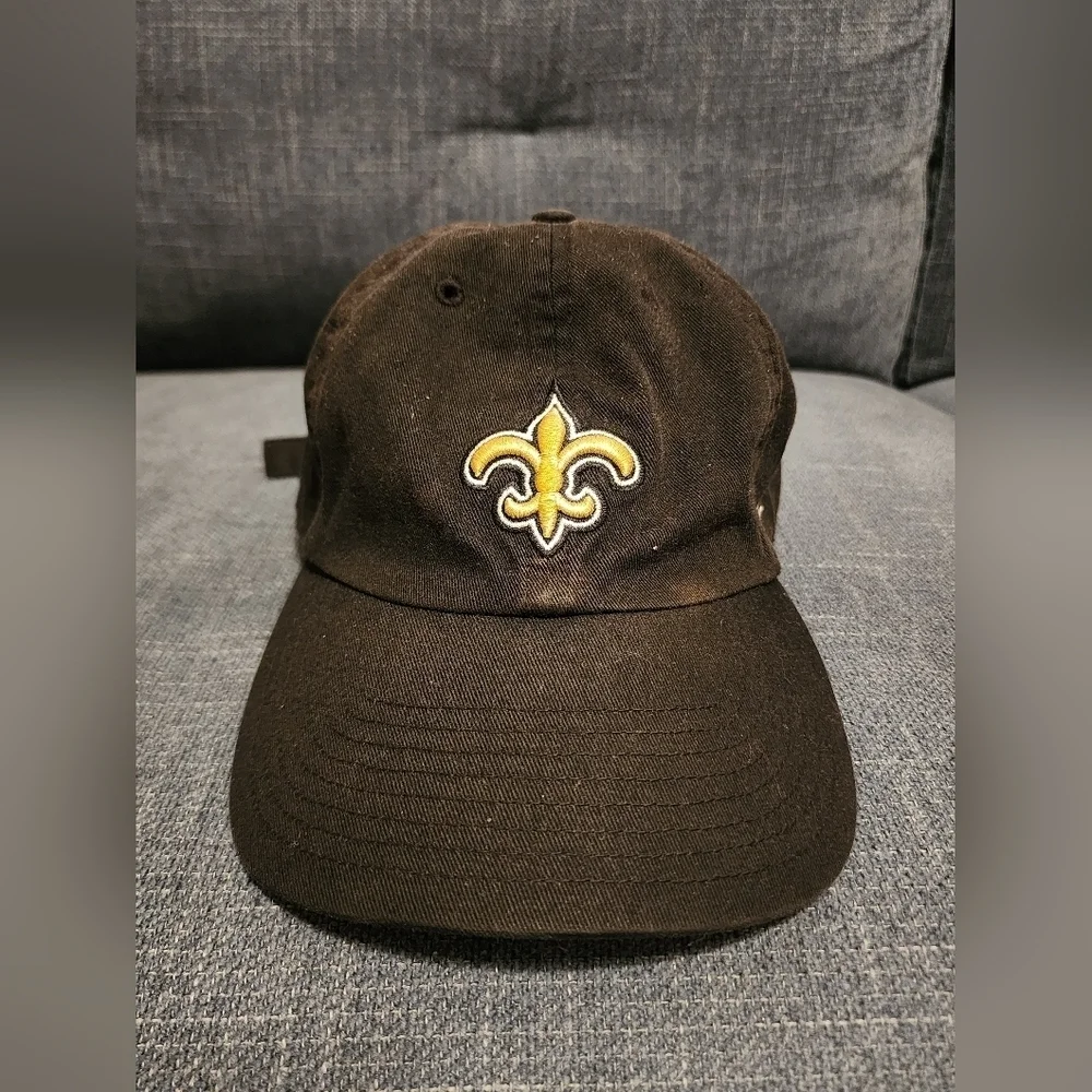 Black Baseball Hat Gold Fleur-de-lis Embroidery Adjustable